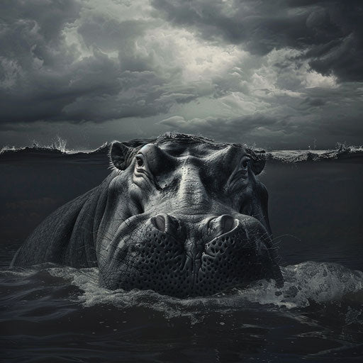 Hippo gracefully swimming in water