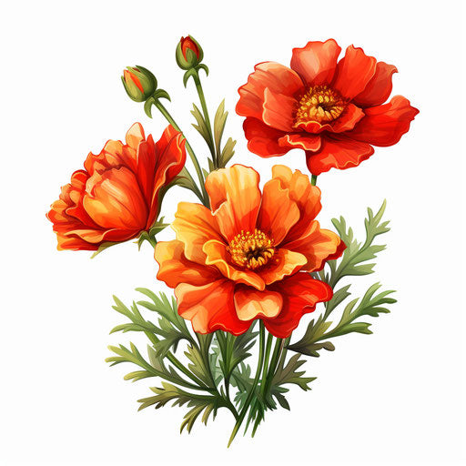 Cartoon flower in Oil painting style