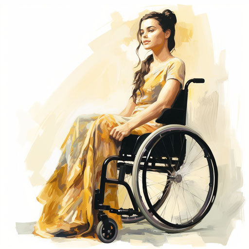Wheelchair clipart in the style of Oil painting, on a white background