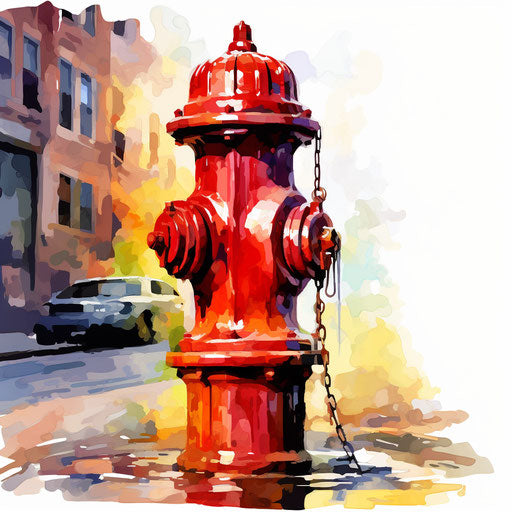 Impressionistic clipart of a fire hydrant on white background