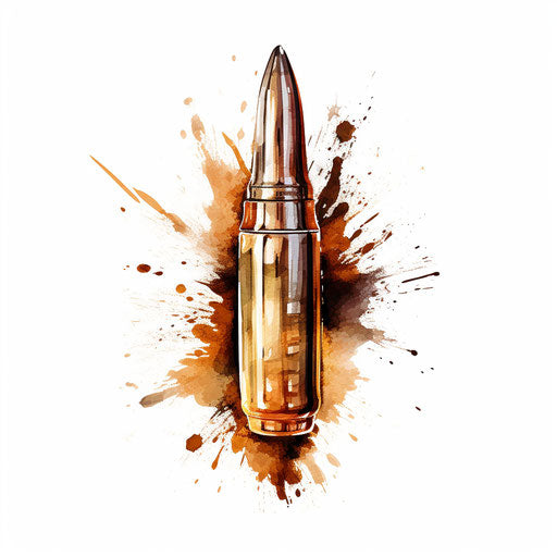 Oil painting of bullet clipart on white background