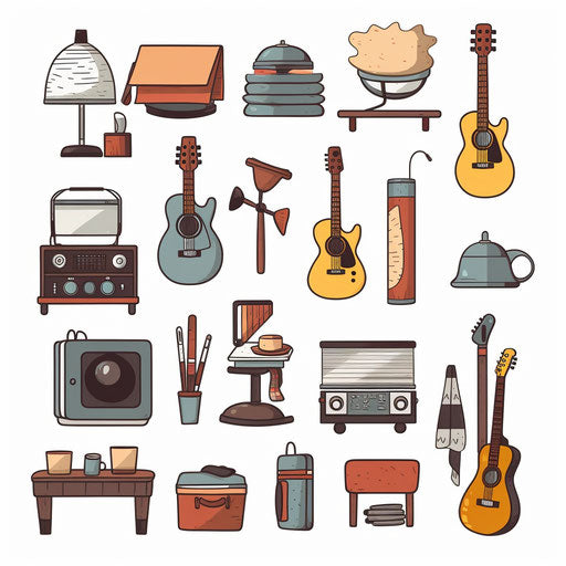 Hobbies clipart in the Minimalist style, on white background