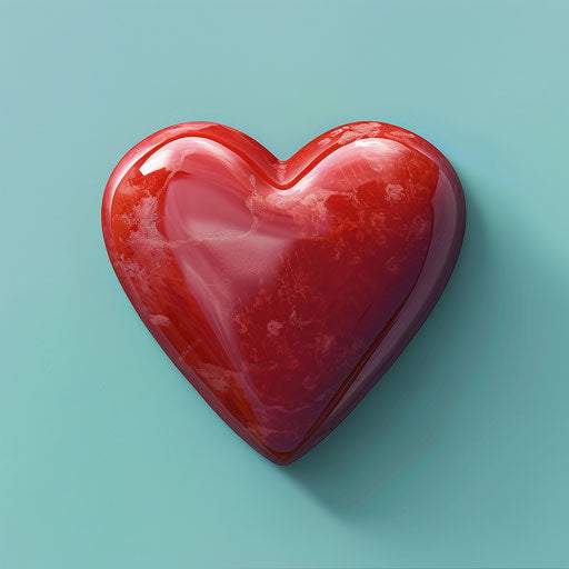 Realistic red heart clipart on serene aqua background