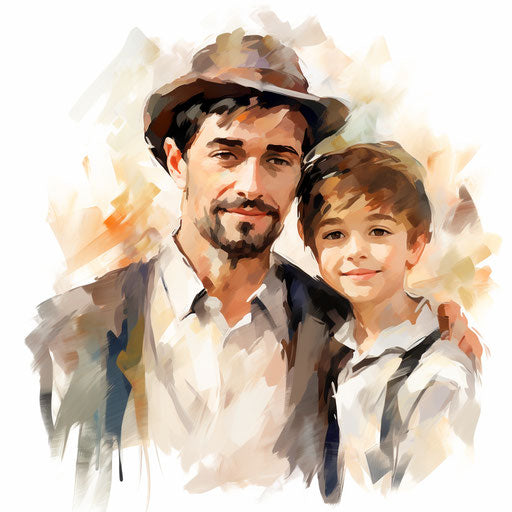 Brother clipart in the style of Impressionistic Art, on a white background