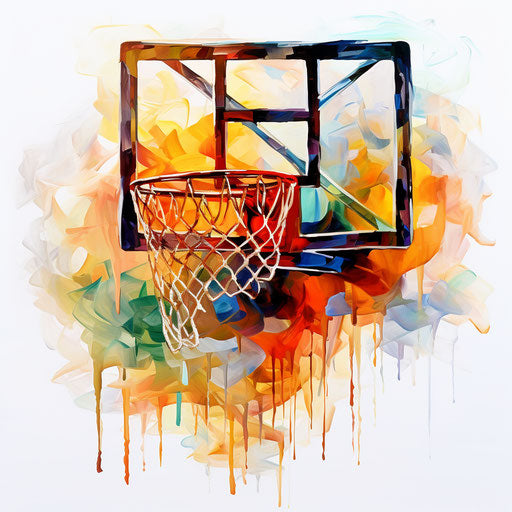 Basketball net clipart in the style of Oil painting, on a white background