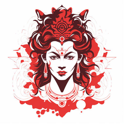 Minimalist-style durga clipart, on white background