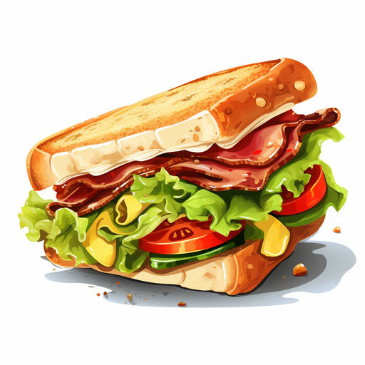 Sandwich clipart in the style of Chiaroscuro Art, on white background