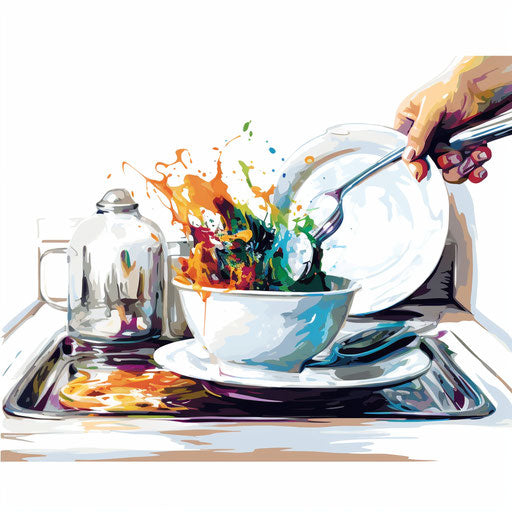 Dishwashing clipart in the style of Impressionistic Art
