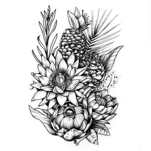 Elegant tattoo sketch of African flora