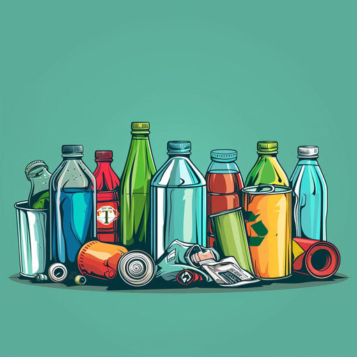 Realistic recycling clipart on flat turquoise background
