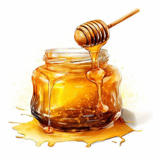 Honey illustration in the style of Chiaroscuro Art, on white background