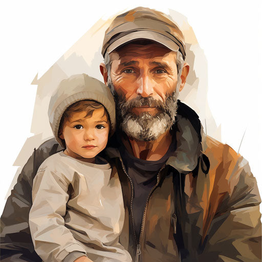 Father clipart in the style of Oil painting, on a white background