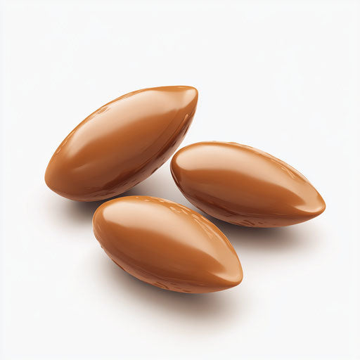 3D Almonds on flat white background, photo realistic style