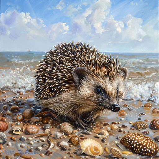 A hedgehog on a sandy beach, an unexpected visitor