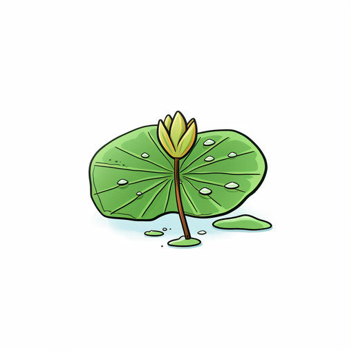Minimalist style lily pad clipart, on white background