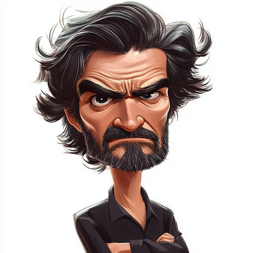 Humorous caricature of an actor with human characteristics