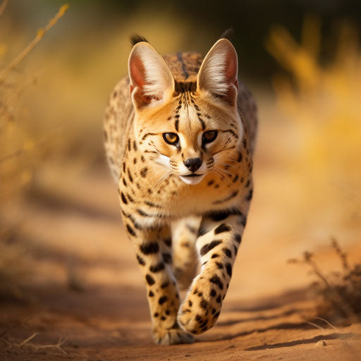 A serval cat on the run