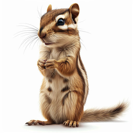 Realistic chipmunk illustration on white background with shadows