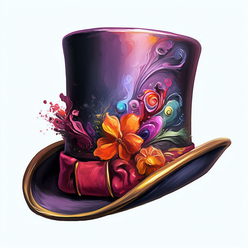 Top hat clipart in Oil painting style