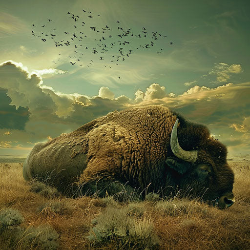 Buffalo in a poetic landscape with a serene feel