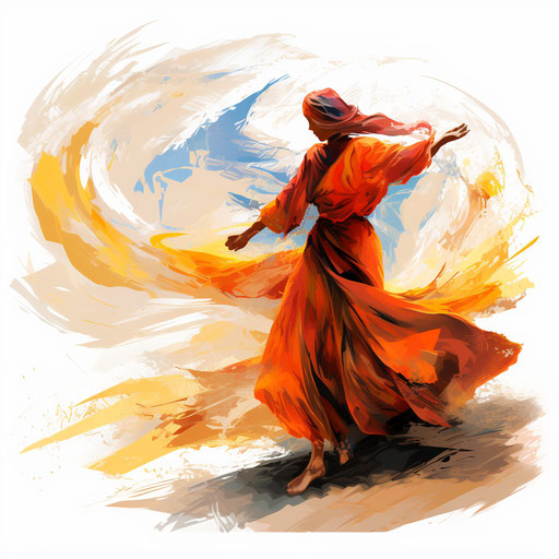 Moving clipart in the style of oil painting, on white background