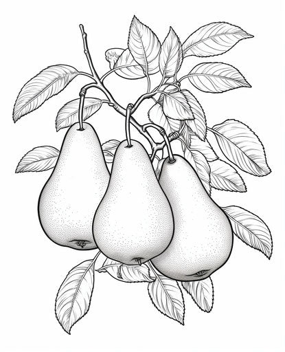 Pears on the tree coloring pages free download