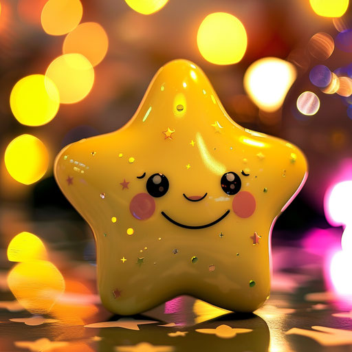 Yellow star with smiling face, nightcore style, text and emoji installations, rtx on, oshare kei, can't believe how beautiful, flickr, animated energy