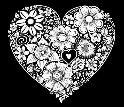 Flower in a heart-shaped drawing