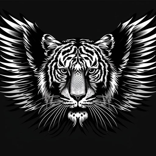 Tiger face clipart with detailed wing