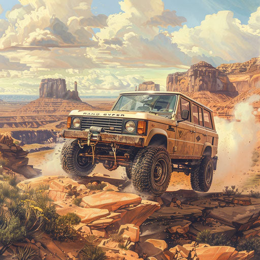 Off-road vehicle ready for rocky desert