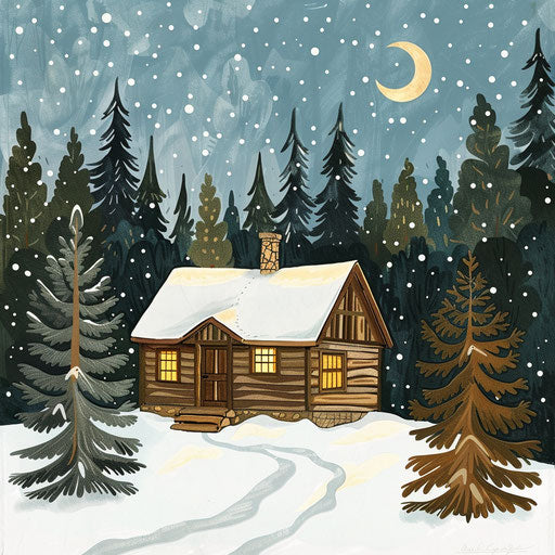 Peaceful retreat in snow-covered pines