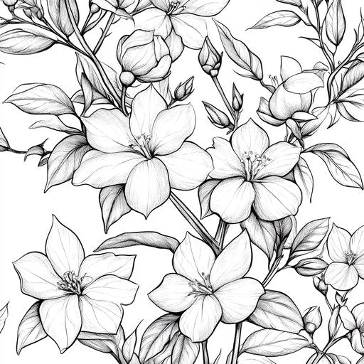 Vintage illustration of jasmine flowers, Gennady Spirin style