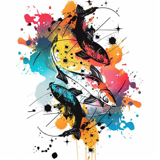 Whimsical tattoo sketch Pisces constellation