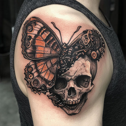 Bold Skull Butterfly Tattoo Tattoo Flash Set