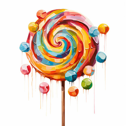 Lollipop clipart in the style of Oil painting, on a white background