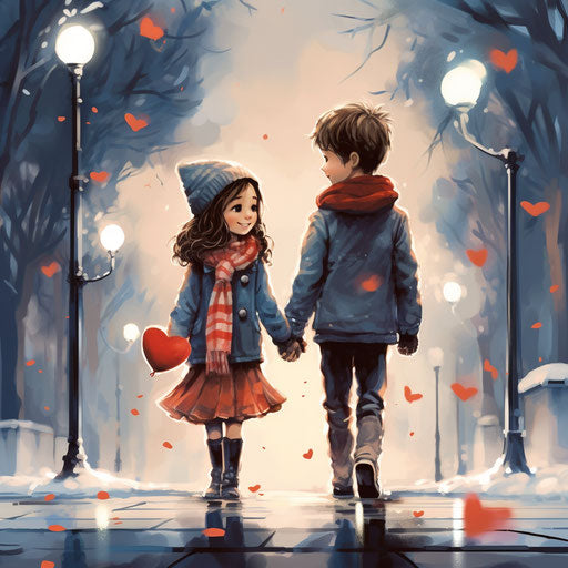 Love and romance in the style of charming sketches