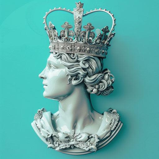 Realistic queen clipart on flat aqua background