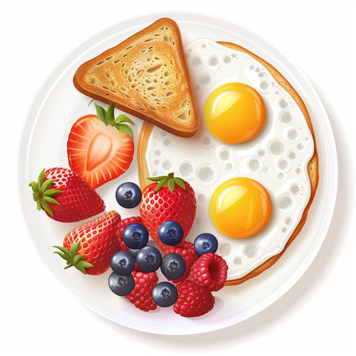 Realistic breakfast clipart on a flat white background