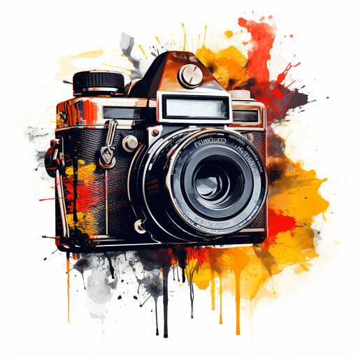 Illustration of camera in oil painting style