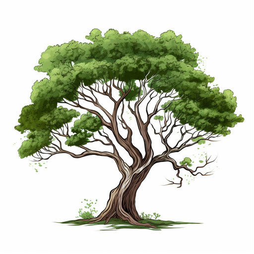Tree clipart in the style of Minimalist, on a white background