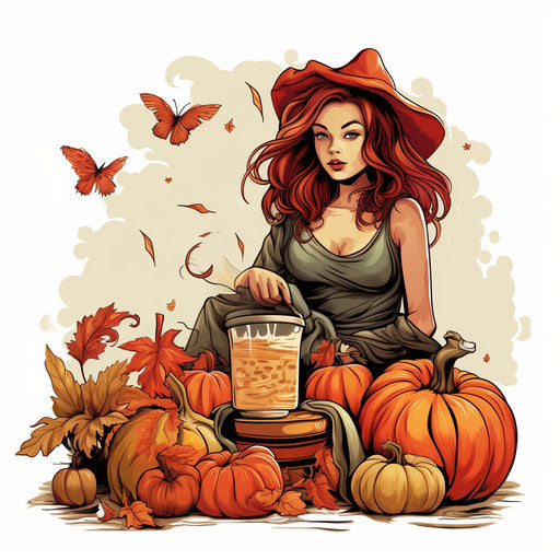 September clipart in the style of Chiaroscuro Art, on a white background