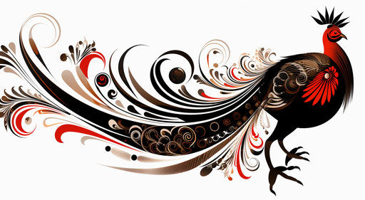 Geometric decoration with king pheasant and feathers