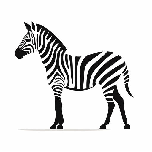 Minimalist style zebra clipart on white background