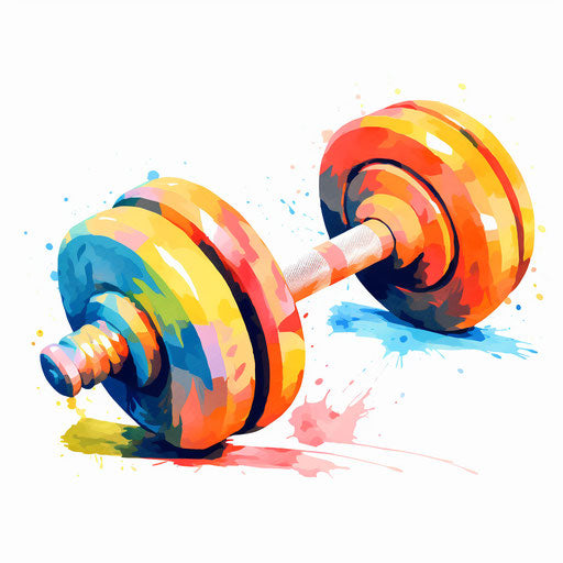 Dumbbell in the style of Impressionistic Art, on a white background
