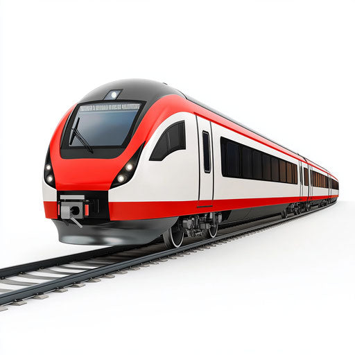 3D Passenger Train in realistic style on white background