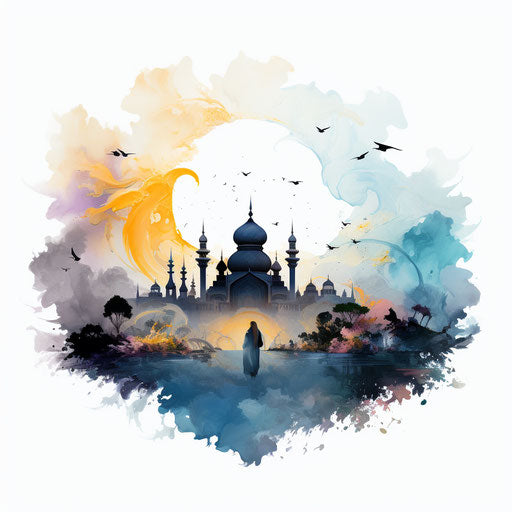Illustration of an eid in the style of Oil painting on white background