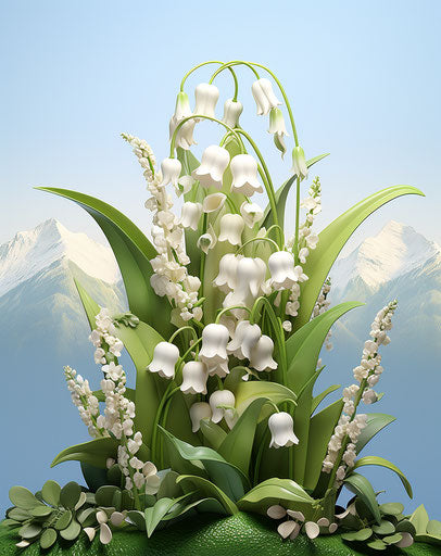 Lily of the valley, iconic image, marble, victorian illustrations
