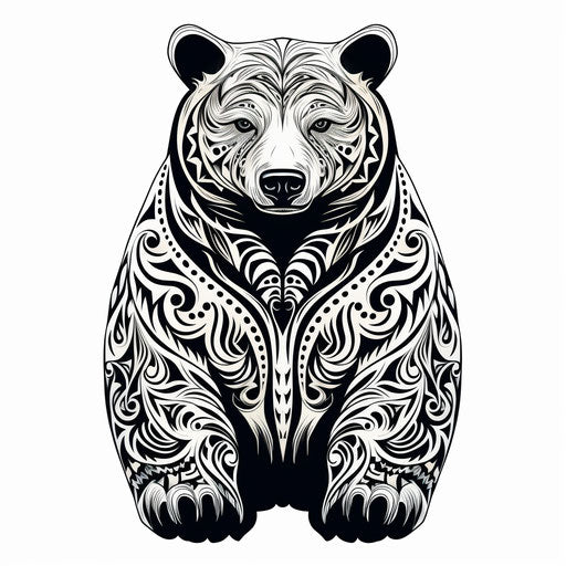 Bear drawing in intricate pattern