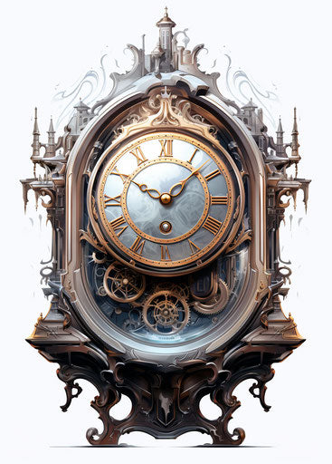 Gothic steampunk clock, digital pencil drawing, free style