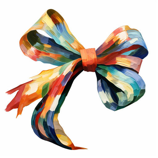 Ribbon clipart in the style of Impressionistic Art, on white background